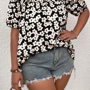 Floral Black Women's Top